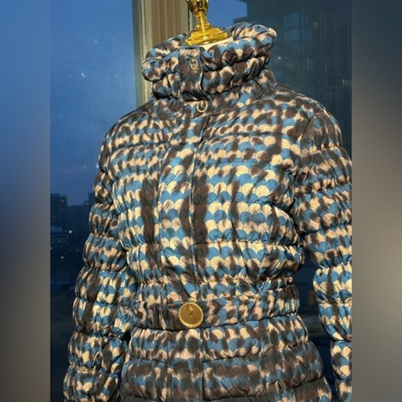 🆕 CAVALLI CLASS 🧿 Blue Spotted Down Filled Puffer Jacket, Sz IT44 US 8 - Picture 9 of 16